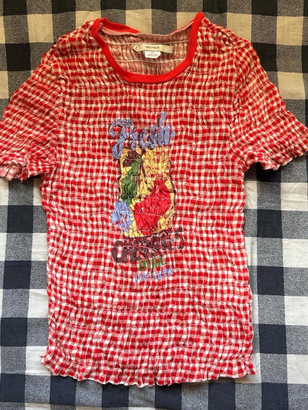 SOLD - DO NOT PURCHASE! Kimchi Blue Gingham Baby Tee, size small